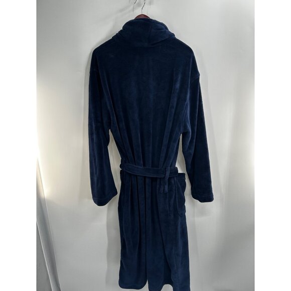 POLO RALPH LAUREN mens Microfiber Plush RobeBathrobe  BLUE SMALL/MEDIUM - Picture 4 of 5